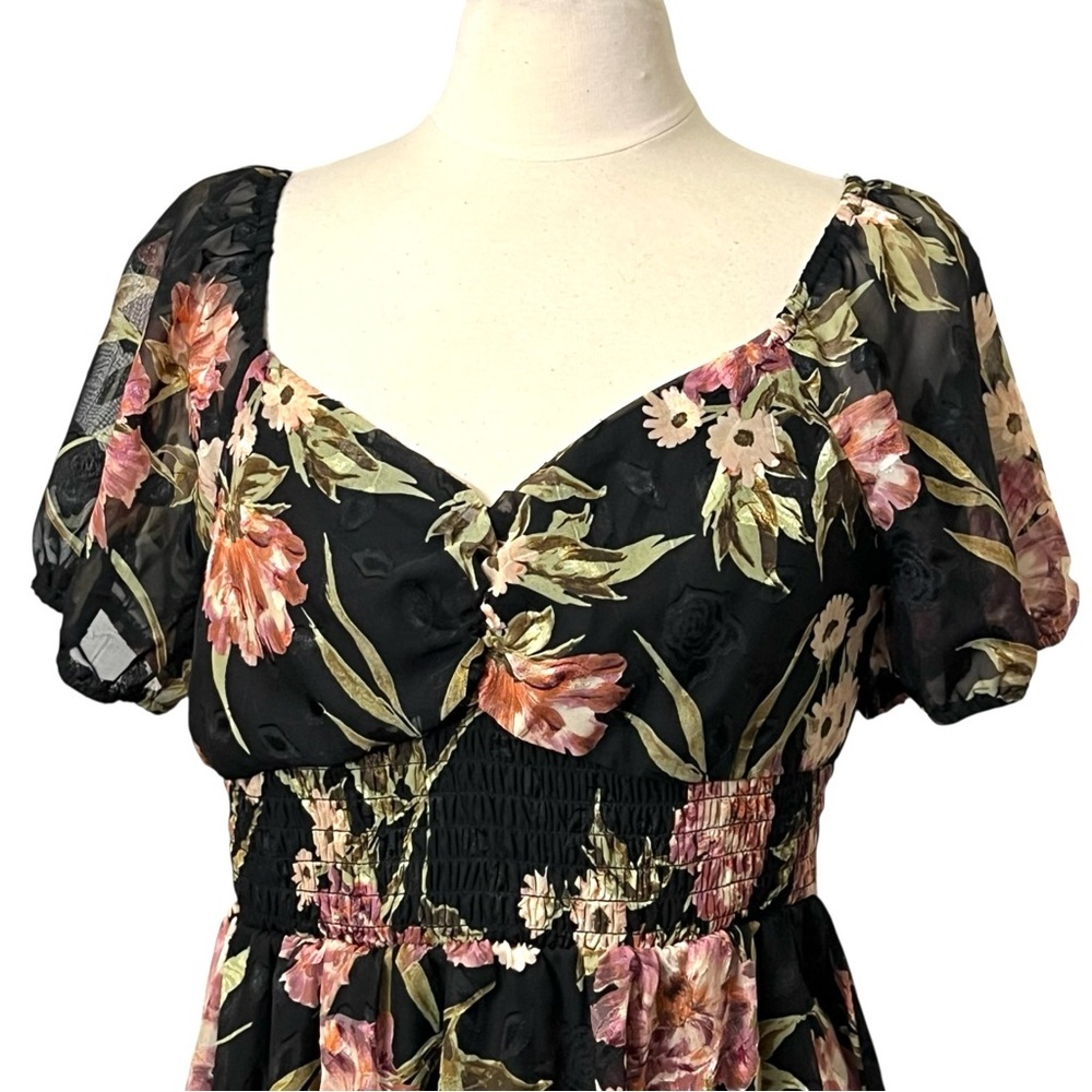 Lily Rose Floral Smocked Mini Skater Dress Juniors Size XXL New - Picture 5 of 13